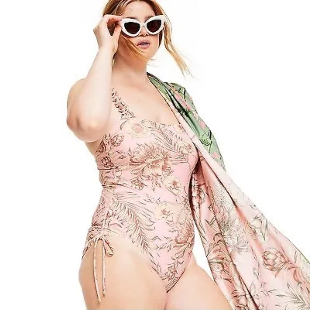 Agua Bendita x Target Blush Romantic Floral Print Flutter Sleeve Swimsuit XXL